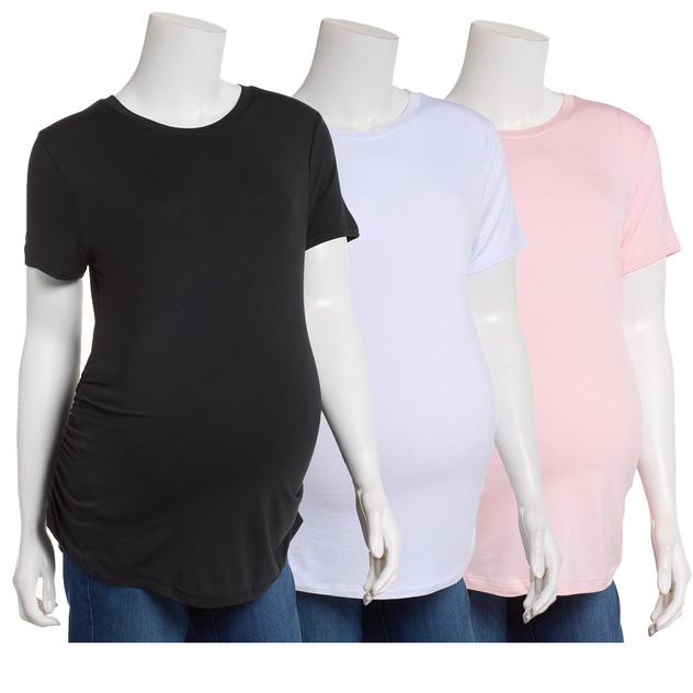 Womens Feathers 3pk. Short Sleeve Solid Maternity Tees