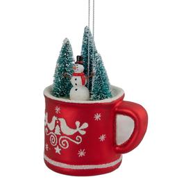 Northlight Seasonal 4.25in. Snowman in a Cup Glass Ornament