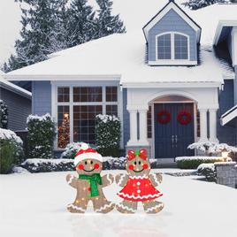 National Tree 35in. Pre-Lit Gingerbread Cookie Couple