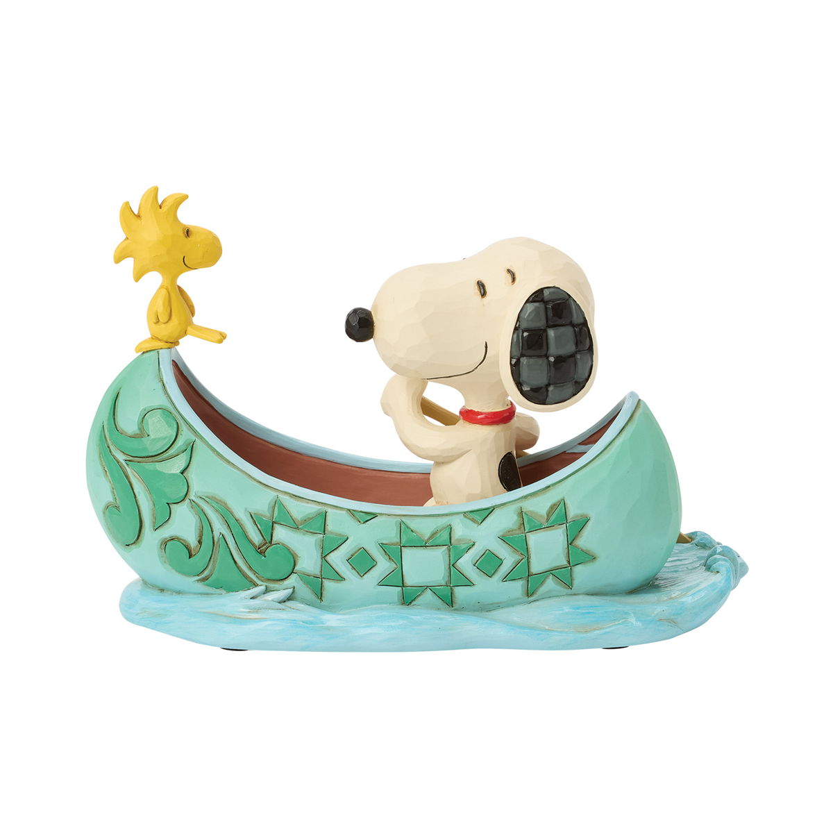 Jim Shore Peanuts Snoopy and Woodstock in Canoe Figurine