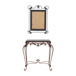 9th & Pike® Bronze Metal Traditional Console Table with Mirror