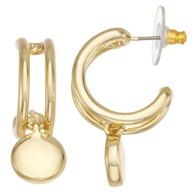 Napier Gold-Tone Drop Hoop Earrings