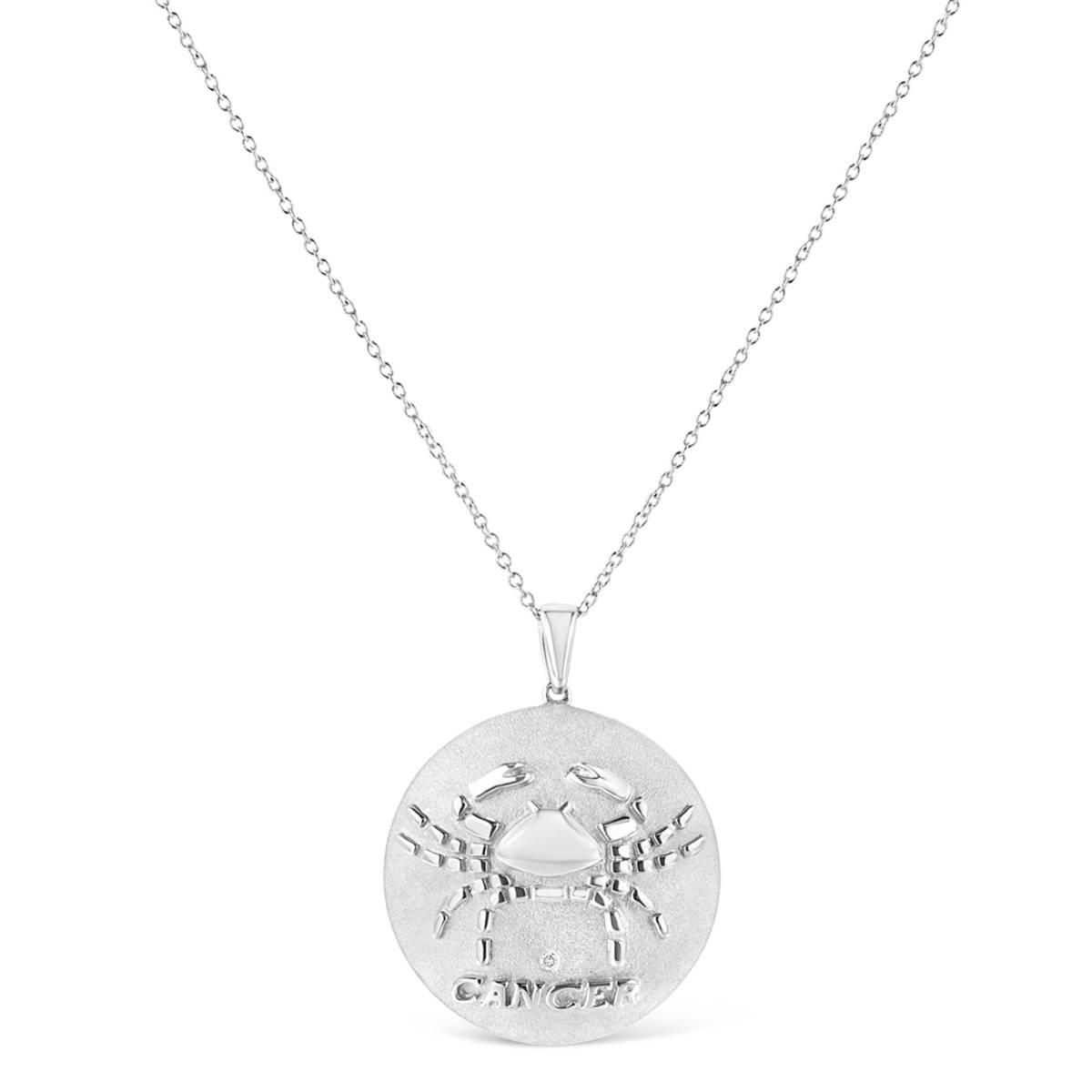 Haus of Brilliance Sterling Silver Diamond Cancer Zodiac Pendant