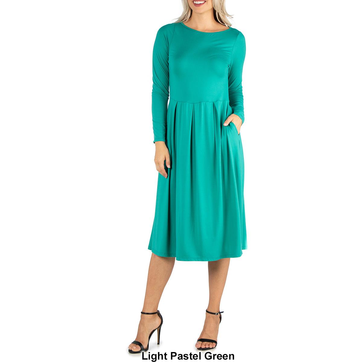 Womens 24/7 Comfort Apparel Fit &amp; Flare Pocket Dress