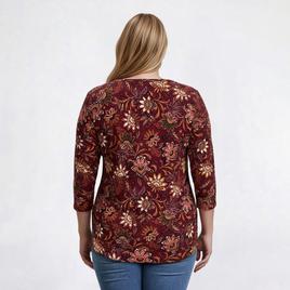 Plus Size Emily Daniels 3/4 Sleeve Floral Jacquard Blouse