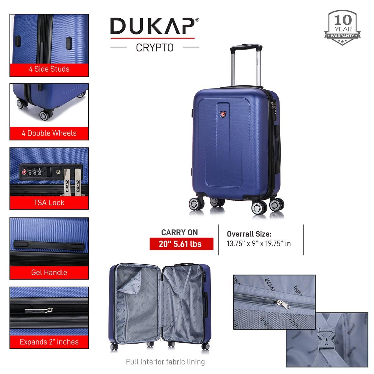 DUKAP Crypto Lightweight Hardside Spinner 20in. Carry-On