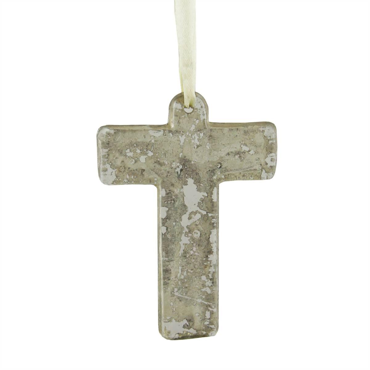 CC Christmas Decor Speckled Glass Letter T Christmas Ornament