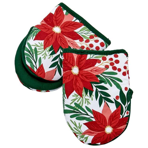 2pk. Poinsettia & Greenery Grabber Mitts