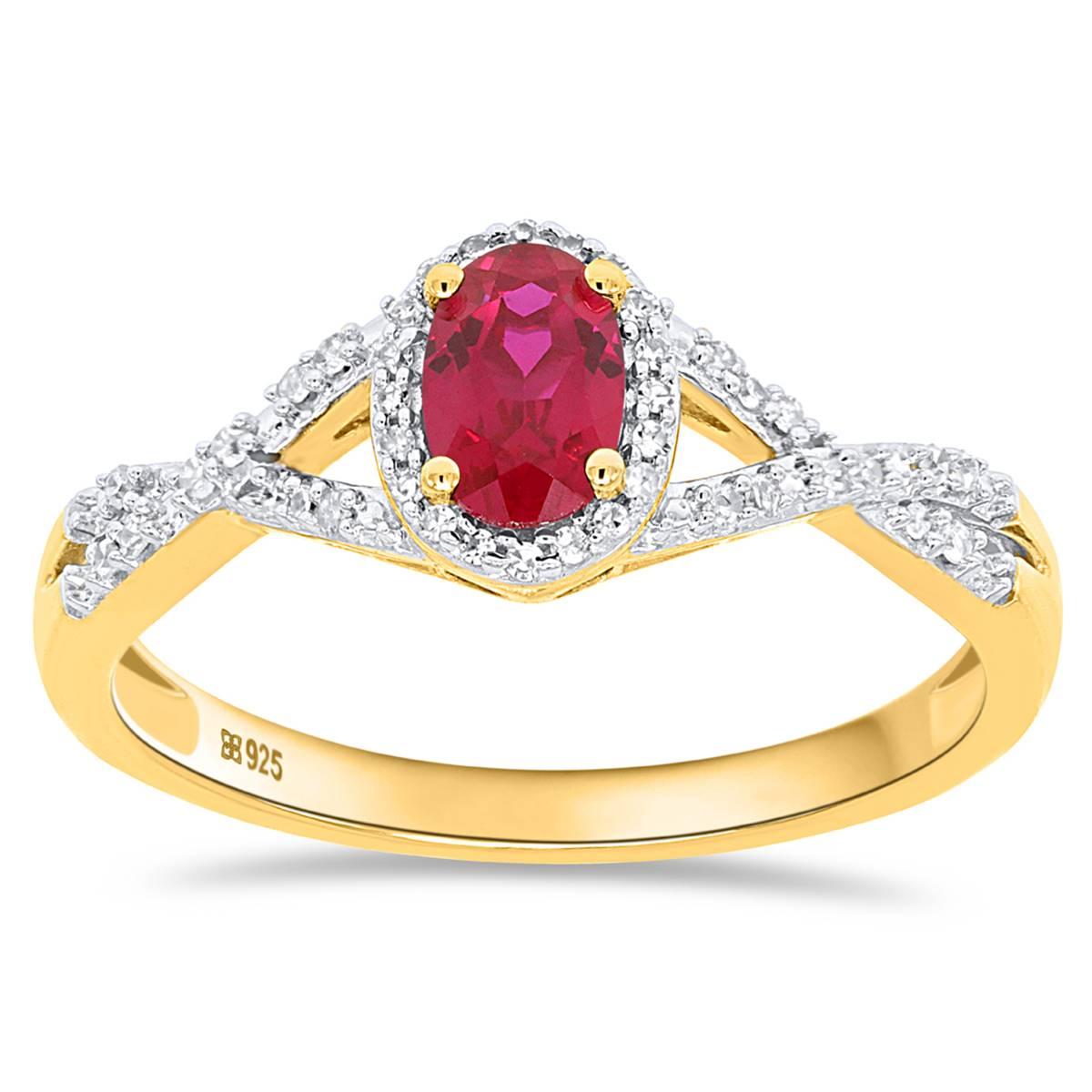 Gemstone Classics(tm) Created Ruby 1/10ctw. Lab Grown Diamond Ring