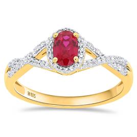 Gemstone Classics(tm) Created Ruby 1/10ctw. Lab Grown Diamond Ring