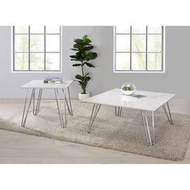 Coaster Hairpin Leg Square End Table - White and Chrome