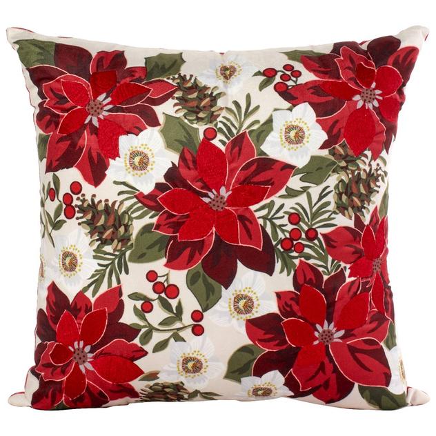 Nourison Poinsettia Print Decorative Pillow - 18x18