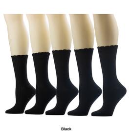 Womens Cuddl Duds® 5pk. Scallop Crew Socks