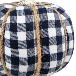 Northlight Plaid Fall Harvest Pumpkin with Weathered Stem
