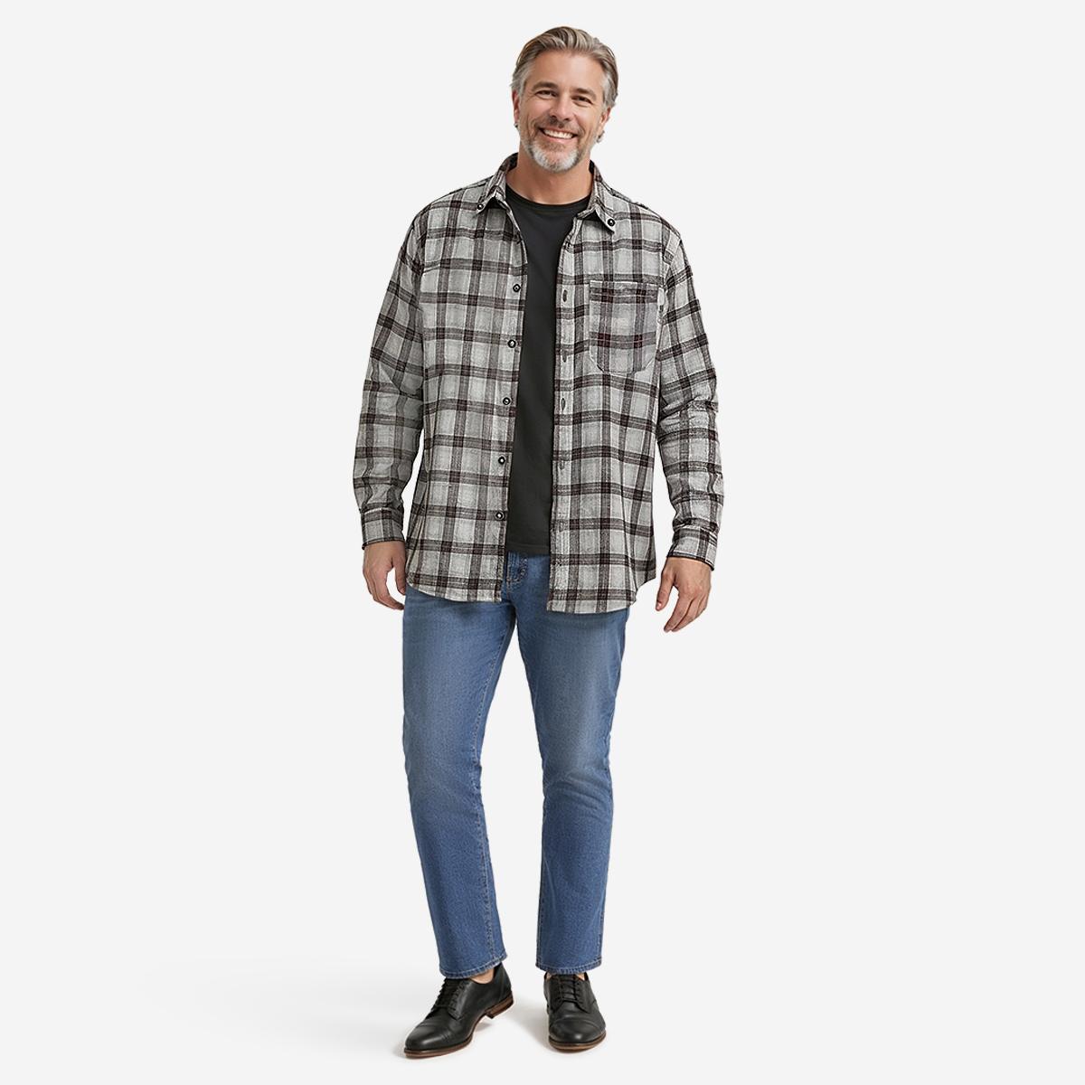 Mens Big & Tall Mountain Ridge Flannel Shirt - Chocolate/Gr/White