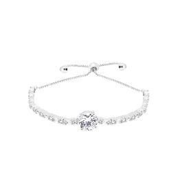 Cubic Zirconia Round and Baguette Adjustable Bracelet