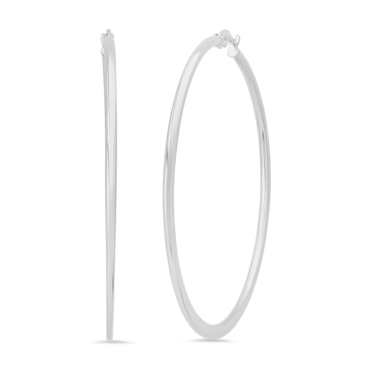 Saffron 60mm Stainless Steel Polished Flat Bottom Hoop Earrings