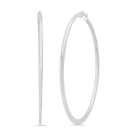 Saffron 60mm Stainless Steel Polished Flat Bottom Hoop Earrings