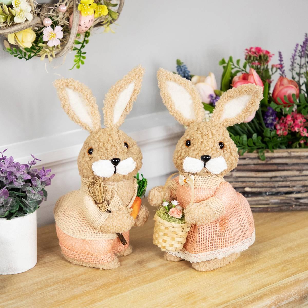 Northlight Seasonal Plush Boy Rabbit w/ Carrots Easter Figurine