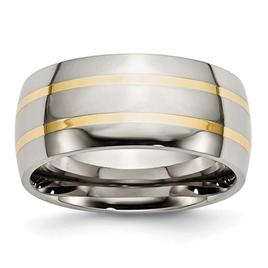Mens Endless Affection(tm) 14kt. Yellow Inlay 10mm Wedding Band