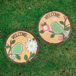 Northlight Seasonal Welcome Birds Floral Garden Stones - Set of 2