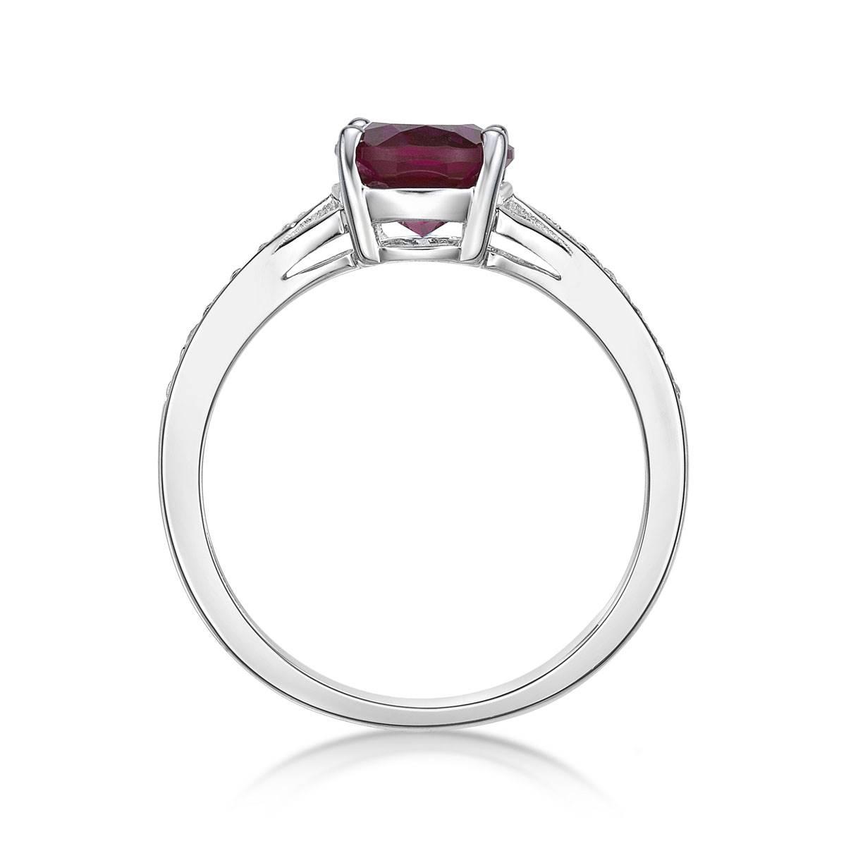 Sterling Silver Ring w/ Created Ruby & White Topaz Gemstones