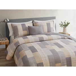 Home Retreat Lakeshore Plaid Grey Soft Cotton 2pc. Quilt Set