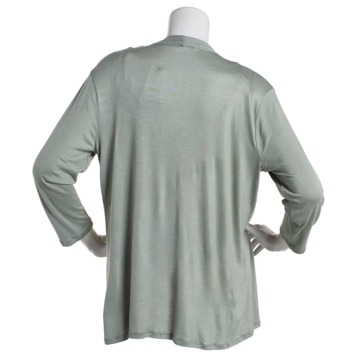 Womens Notations 3/4 Sleeve Solid Basic Knit Cardigan
