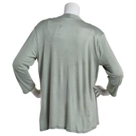 Womens Notations 3/4 Sleeve Solid Basic Knit Cardigan