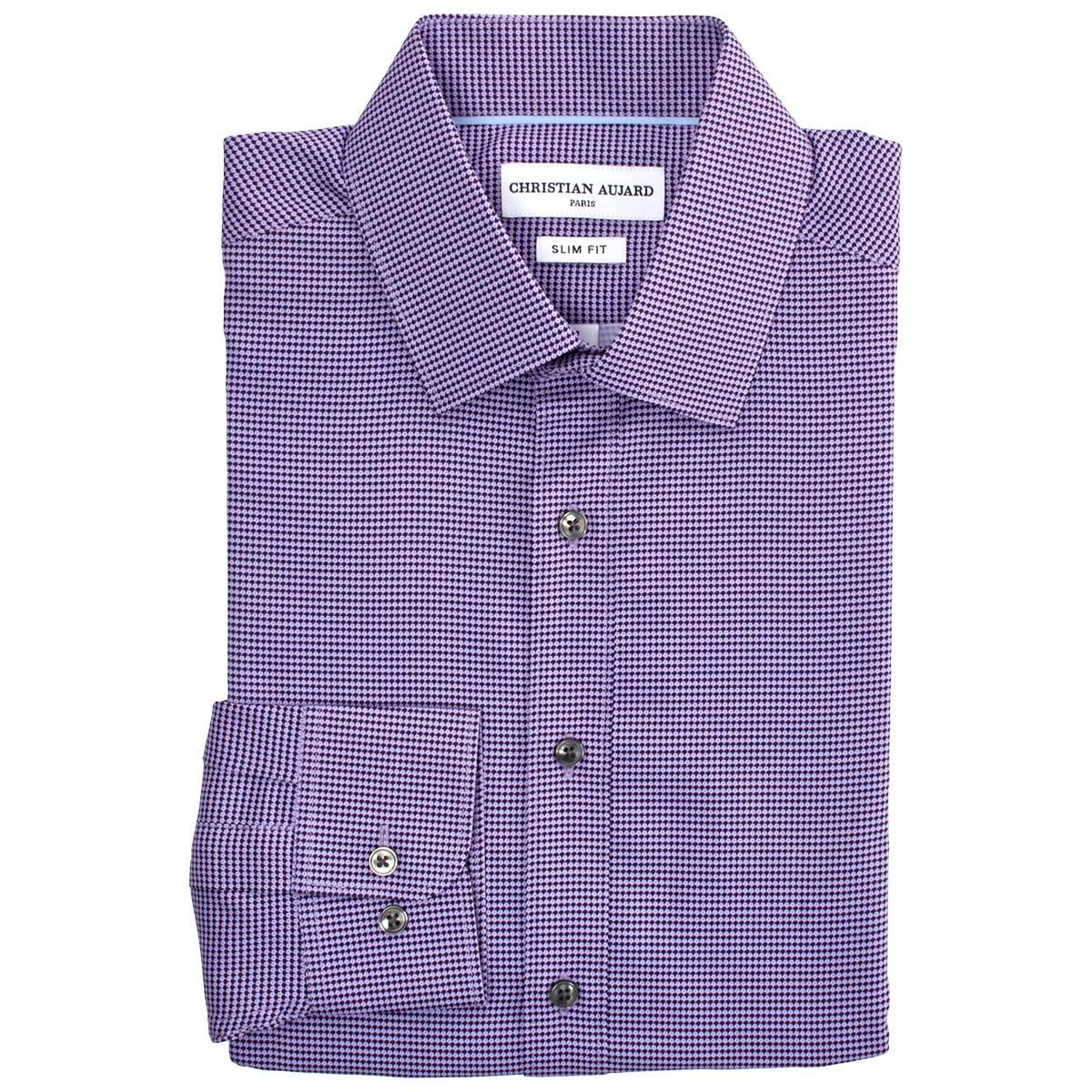 Mens Christian Aujard Slim Fit Geometric Dress Shirt - Purple