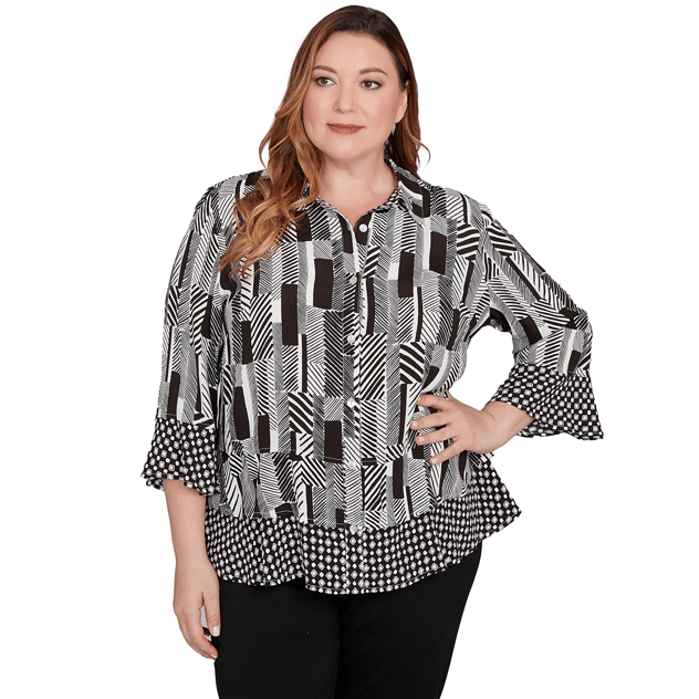 Plus Size Alfred Dunner Business As Usual Button Front Blouse