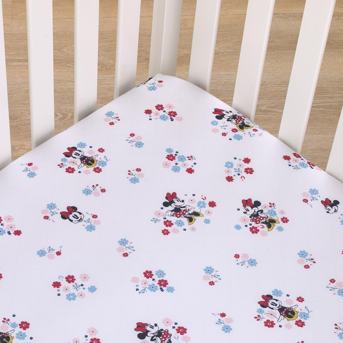 Disney Minnie Mouse Floral Mini Fitted Crib Sheet