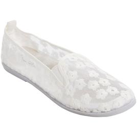 Womens Ashley Blue Canvas Lace Slip On Flats