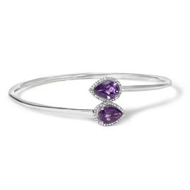 Haus of Brilliance Purple Amethyst & Diamond Bangle Bracelet