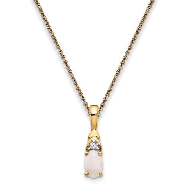14kt. Yellow Gold Oval Opal Diamond Necklace