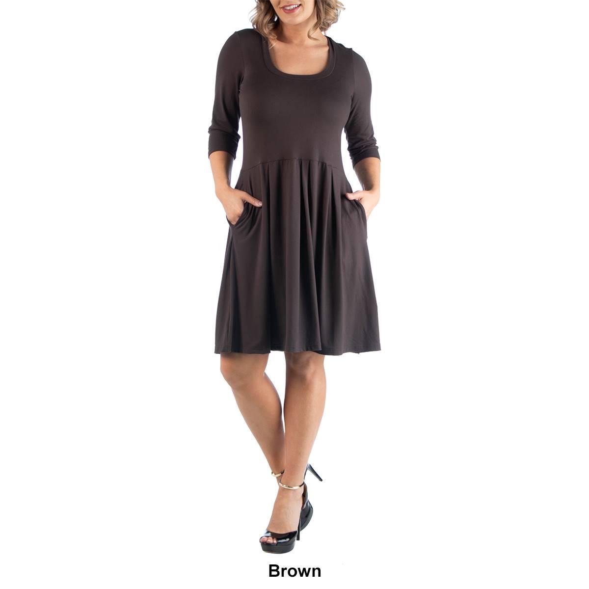 Plus Size 24/7 Comfort Apparel Elbow Sleeve Pocket Shift Dress