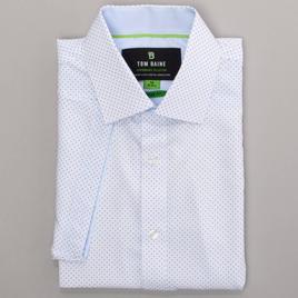 Mens Tom Baine Short Sleeve Regular Fit Dot Dress Shirt - White