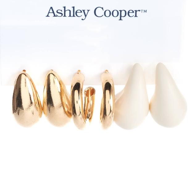 Ashley Cooper™ Gold Plated Post 3pc Hoop Earrings Set