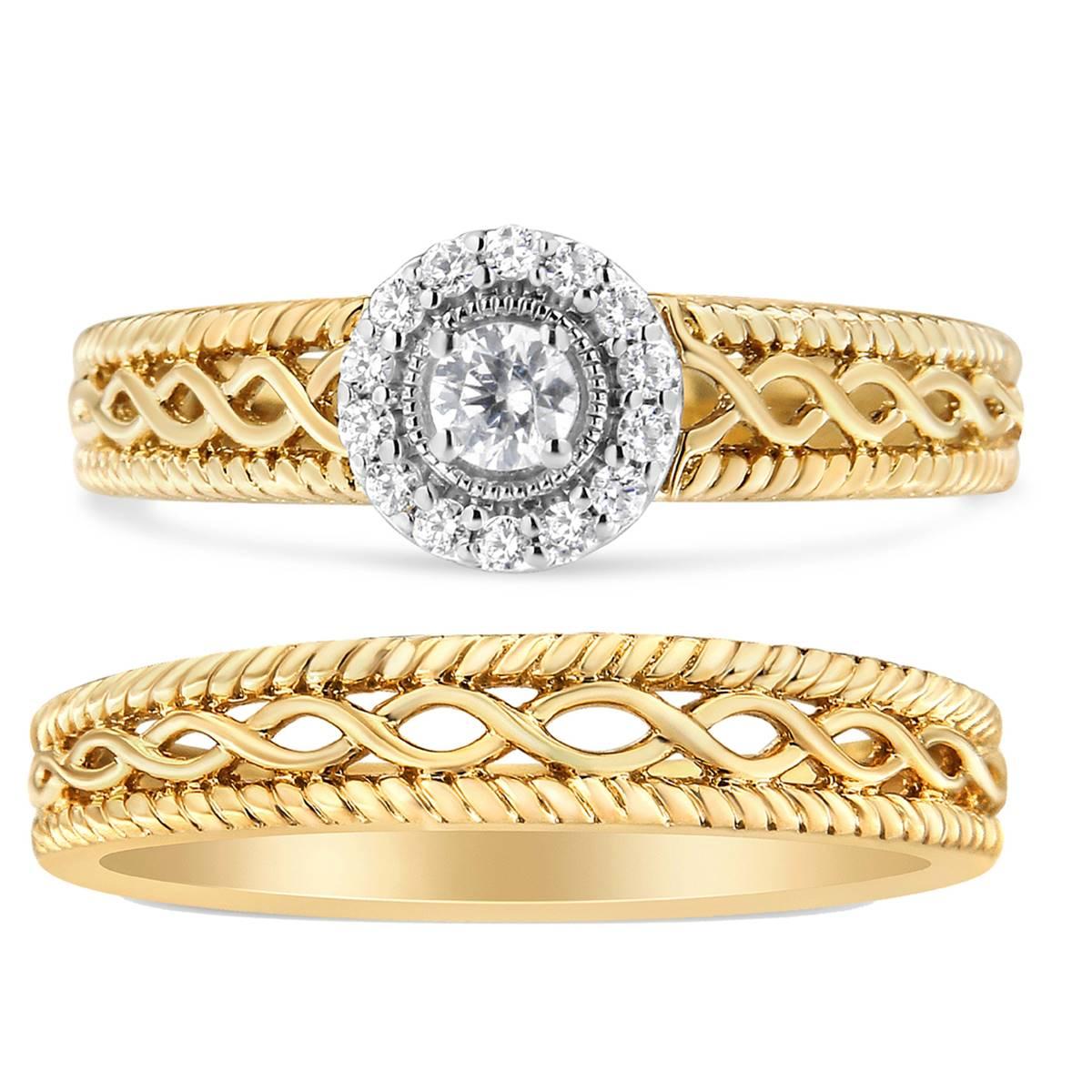 Haus of Brilliance 14kt. Gold 1/5ctw. Round Diamond Bridal Set