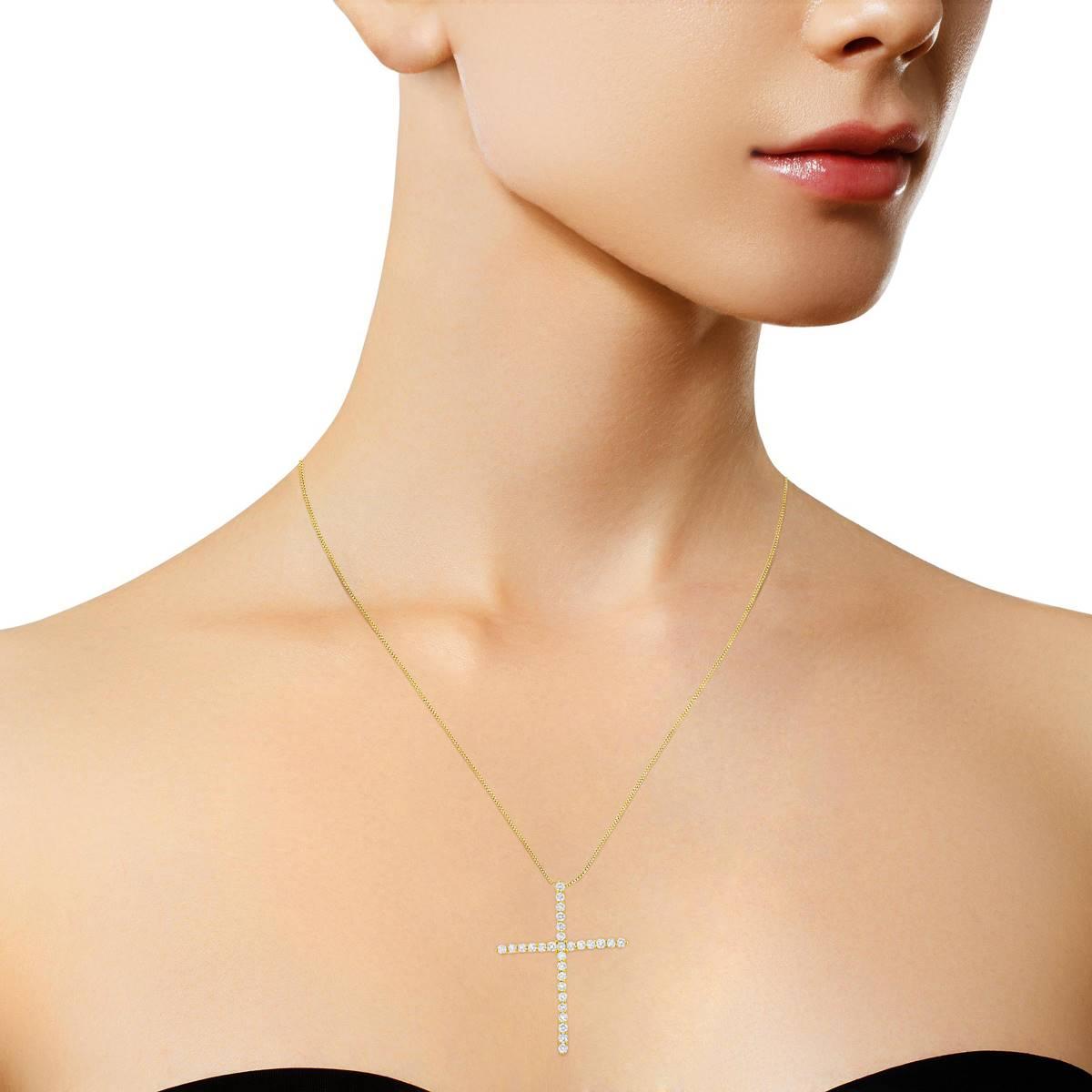 Haus of Brilliance 10kt. Gold Plated 3.0ct. Diamond Cross Pendant