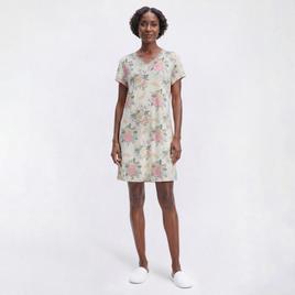 Womens Charmour Short Sleeve Floral Lace Trim V-Neck Nightshirt