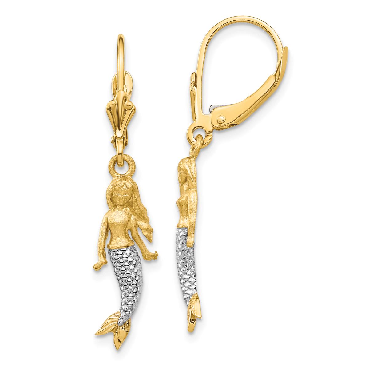 Gold Classics(tm) 14kt. Gold & Rhodium Mermaid Earrings