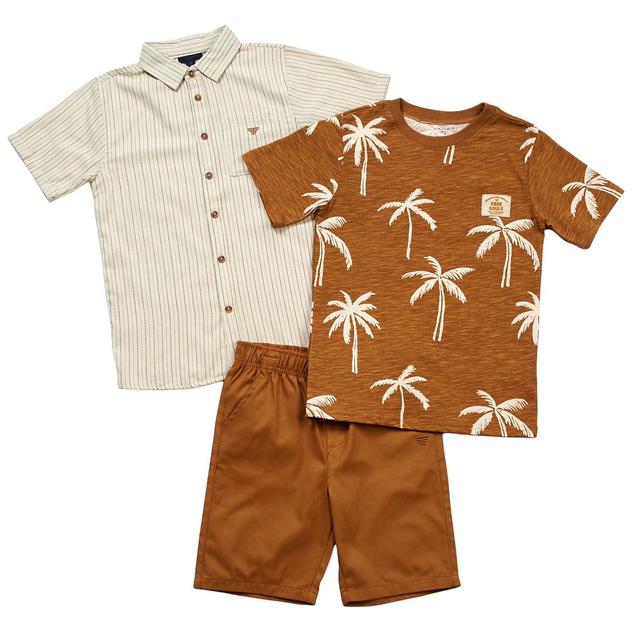 Boys (8-20) Tahari 3pc. Tahari Button Down/Tee & Shorts Set-Brown