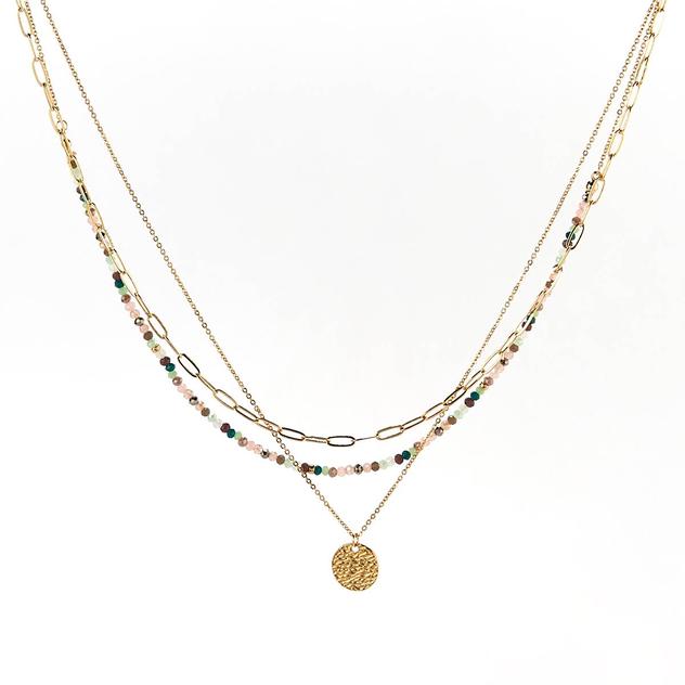 Ashley Multi-Strand Beaded Pendant Necklace