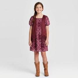Girls (7-16) Speechless(R) Short Sleeve Smocked Dress w/ Vest