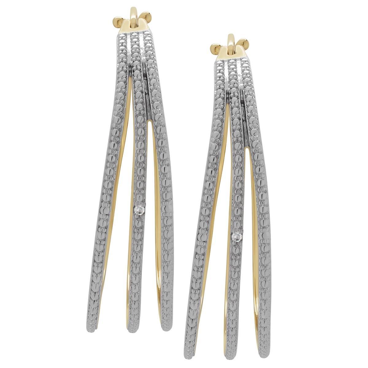 Accents by Gianni Argento Diamond 3-Row Hoop Earrings