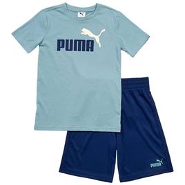 Boys (8-20) Puma(R) Small Logo Tee & Short Set - Seafoam