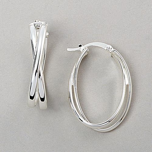 Ellen Tracy Sterling Silver Criss Cross Hoops