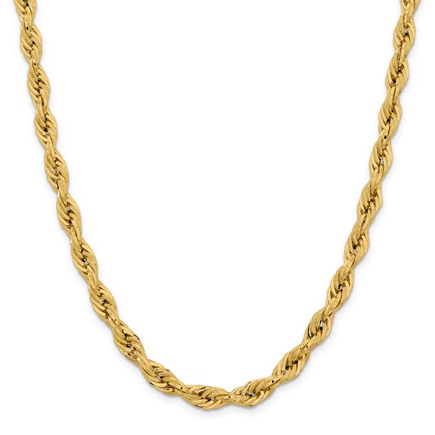 Mens Gold Classics™ 7.0mm. 14kt. Semi Solid Rope Chain Necklace