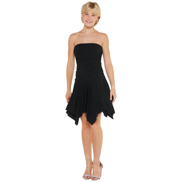 Juniors Madden Girl Knit Crepe Ruched Shark Bite A-Line Dress